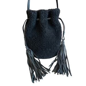 Anthropologie Miss Albright Genuine Shearling Sheep Skin Bucket Bag